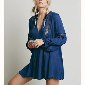 Free People Babydoll Tunic Dress in Blue